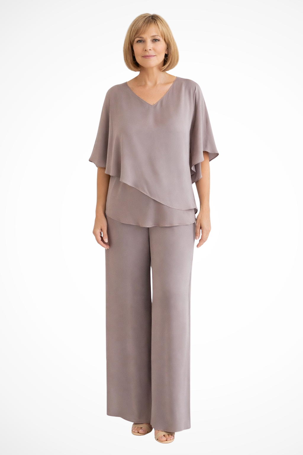 Ensemble Femme 2 Pièces Fluide à Haut Asymétrique et Pantalon Large