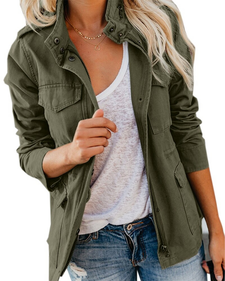 Veste utilitaire femme col montant poches