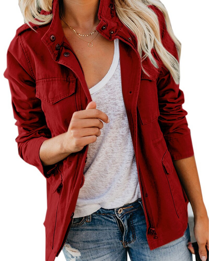 Veste utilitaire femme col montant poches