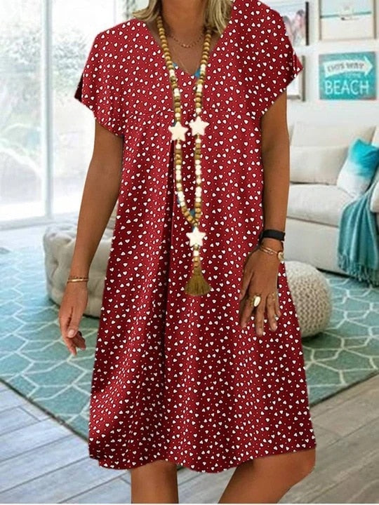 Flowy floral-print summer dress for women