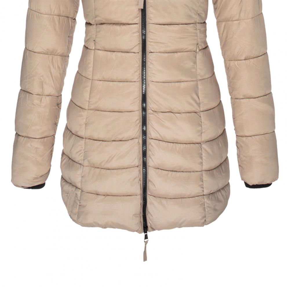 Trench-Coat Long Matelassé Pour Femme à Capuche et Fermeture Zippée