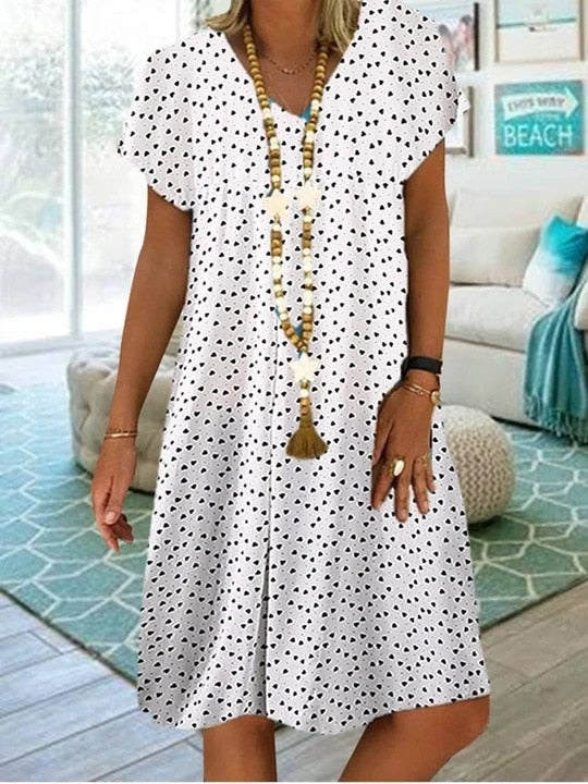 Flowy floral-print summer dress for women