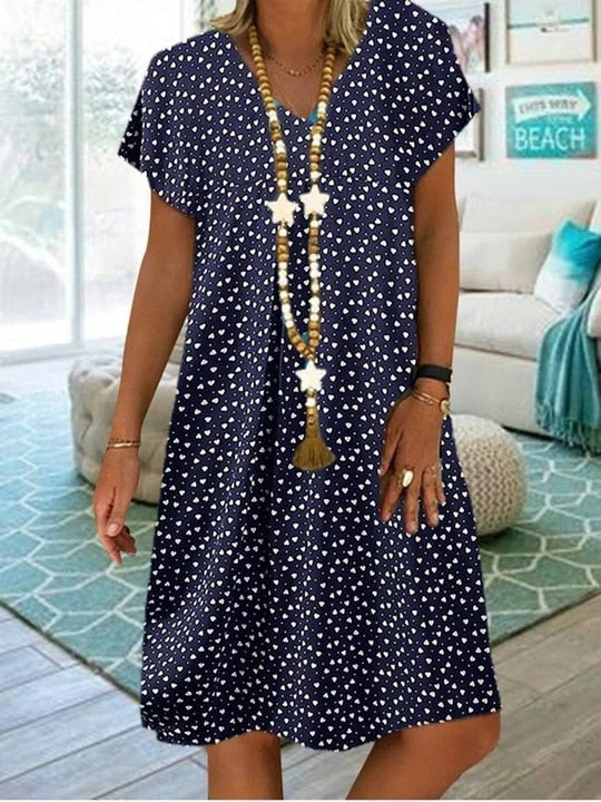 Flowy floral-print summer dress for women