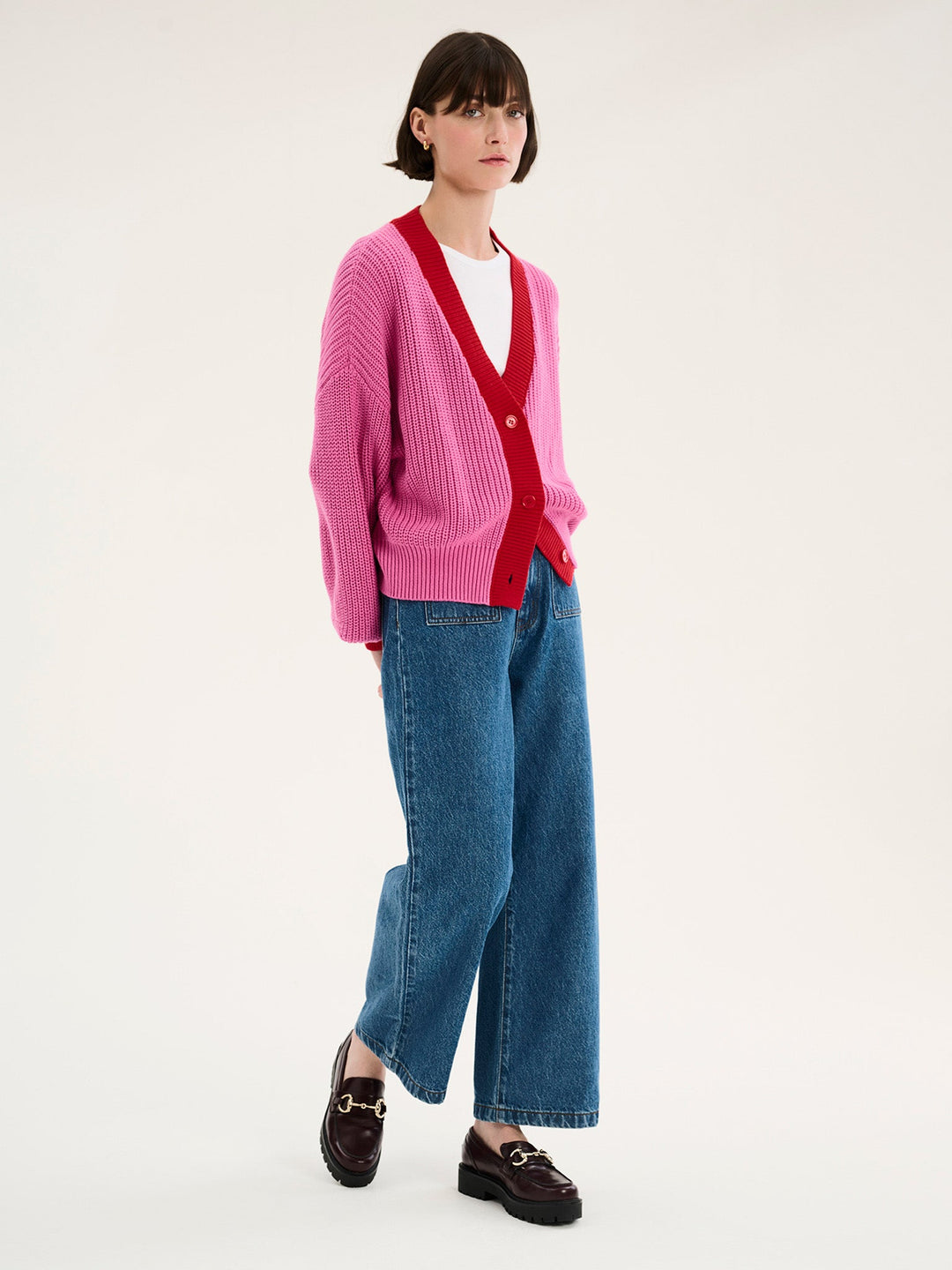 Chaleco oversize de punto acanalado grueso para mujer