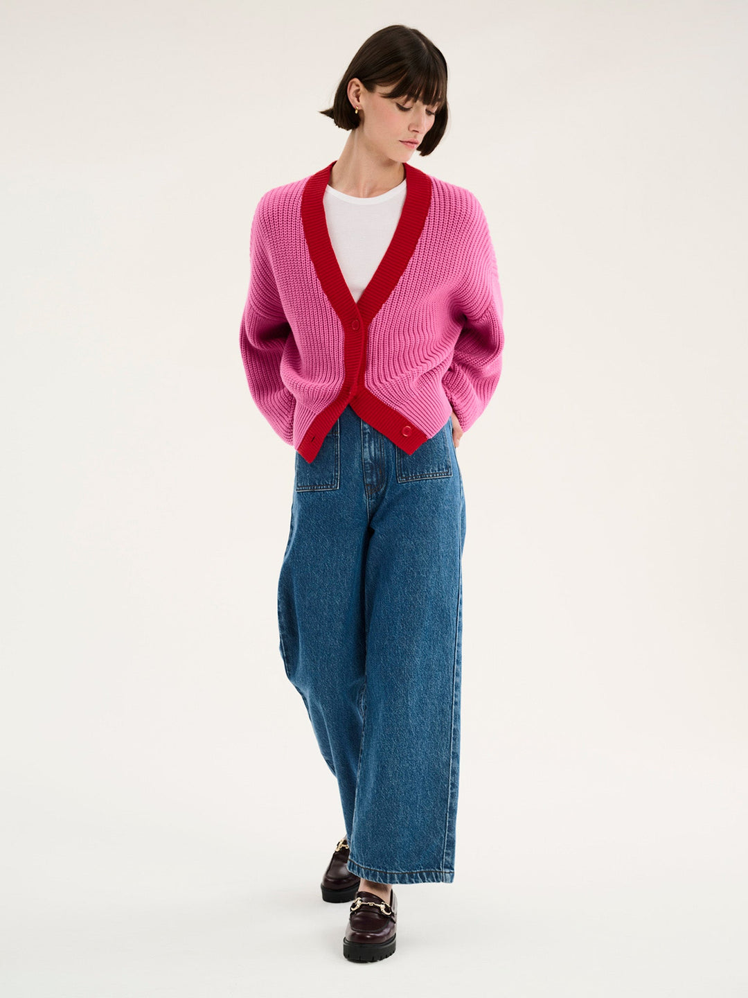 Chaleco oversize de punto acanalado grueso para mujer