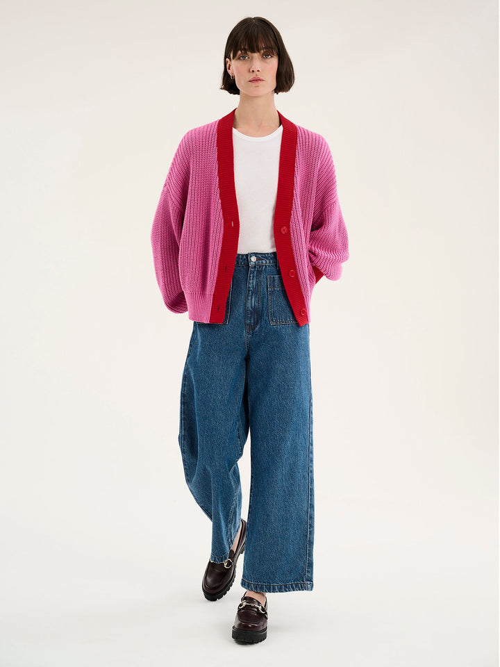 Chaleco oversize de punto acanalado grueso para mujer