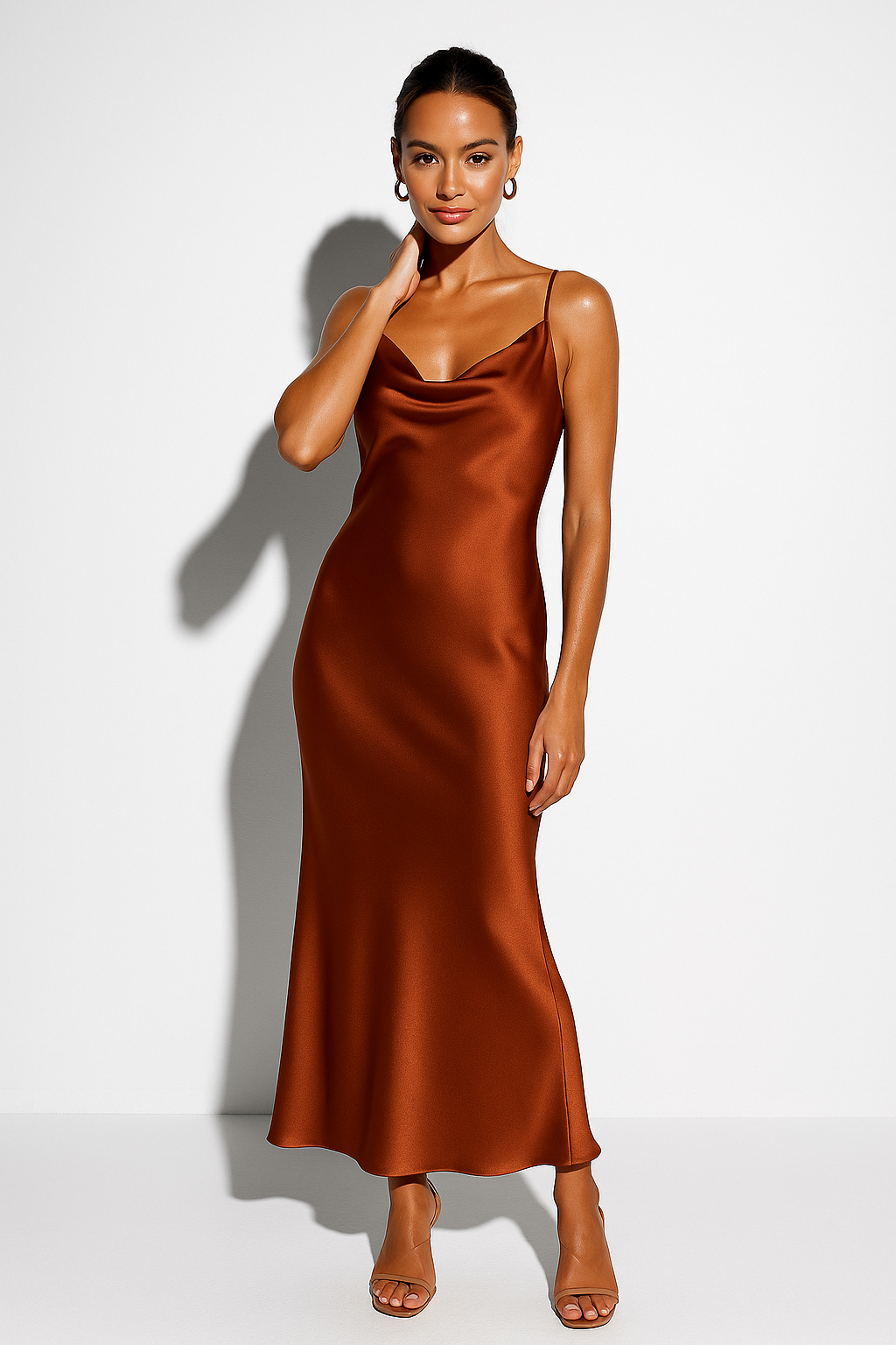 Vestido Midi Satinado Elegante para Mujer