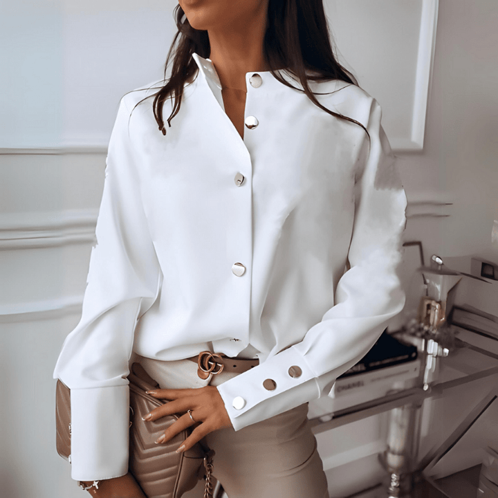Ivana | Blouse Élégante À Détails Boutonnés Pour Femme | Manches Longues - Looksy