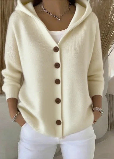 Cardigan Femme à Capuche Boutonné