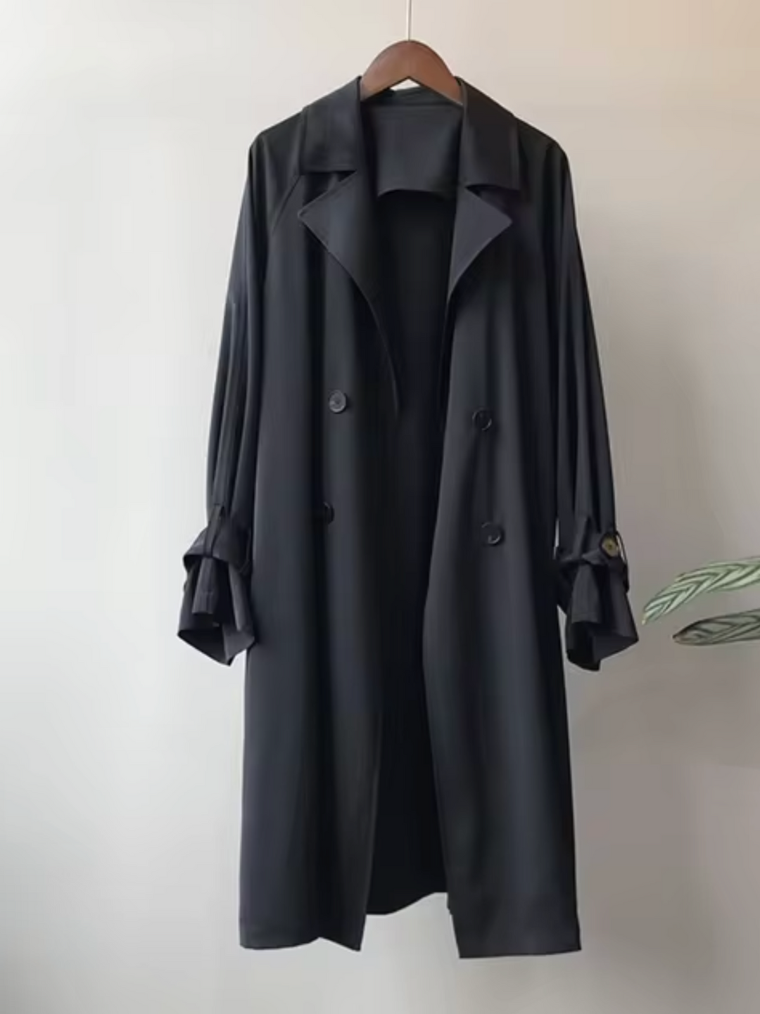 Elegantní dámský dlouhý dvouřadý trenčkot