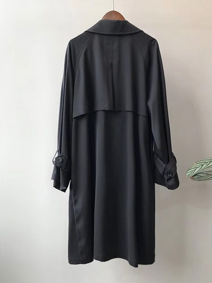 Elegantní dámský dlouhý dvouřadý trenčkot