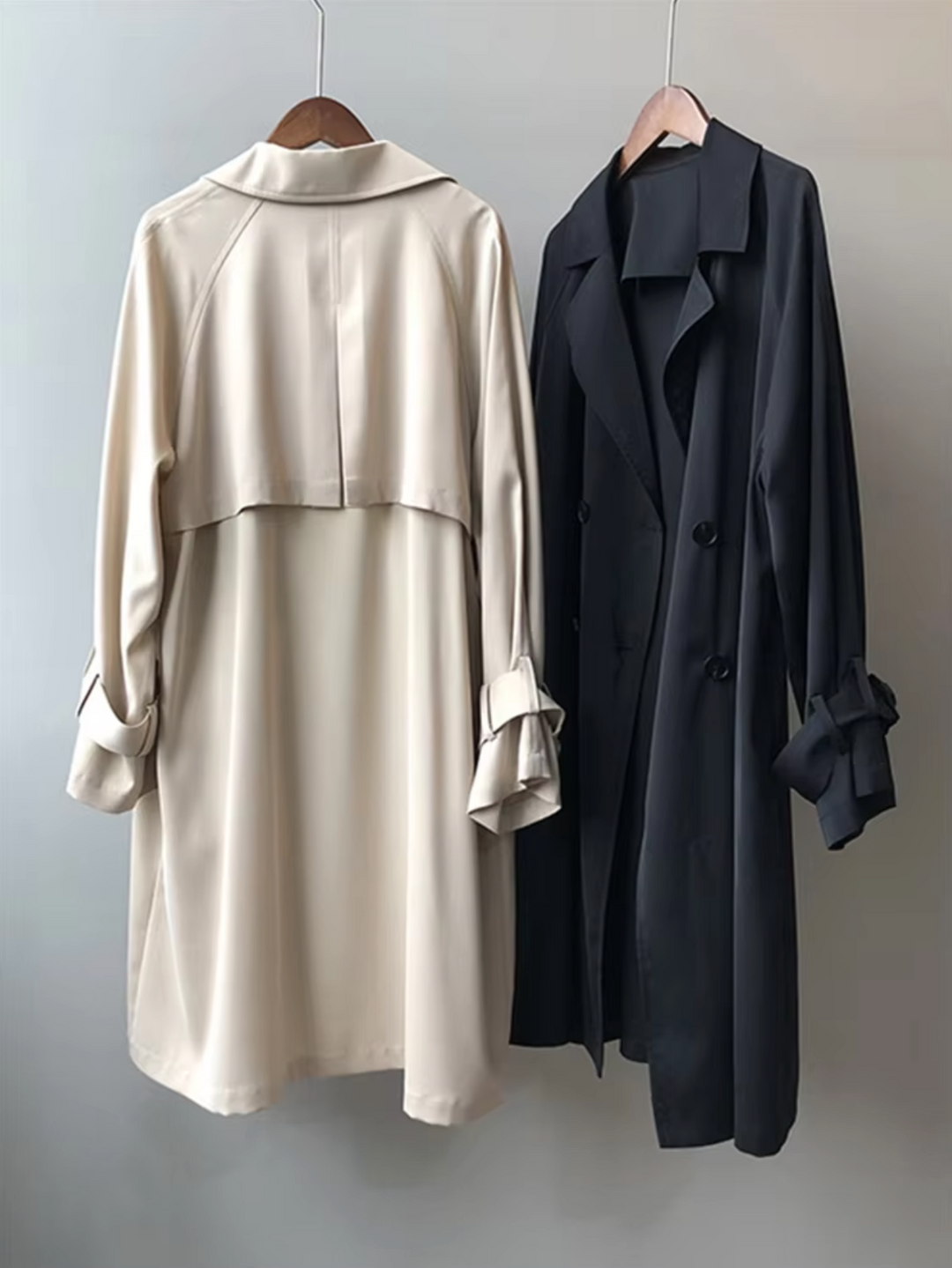 Elegantní dámský dlouhý dvouřadý trenčkot