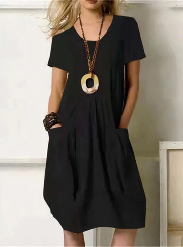 Robe midi coton poches femme