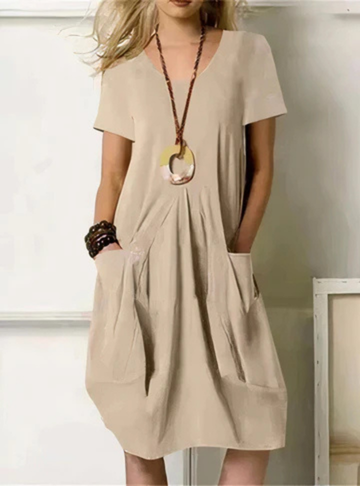 Robe midi coton poches femme