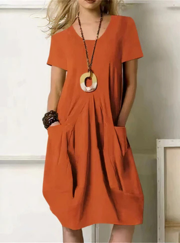 Robe midi coton poches femme