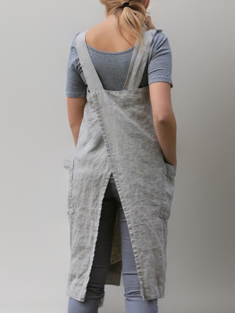 Robe Tablier Femme Décontractée à Grandes Poches