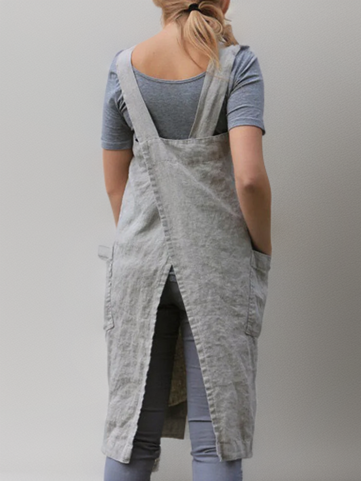 Robe Tablier Femme Décontractée à Grandes Poches