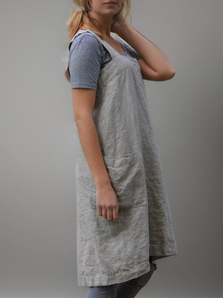 Robe Tablier Femme Décontractée à Grandes Poches