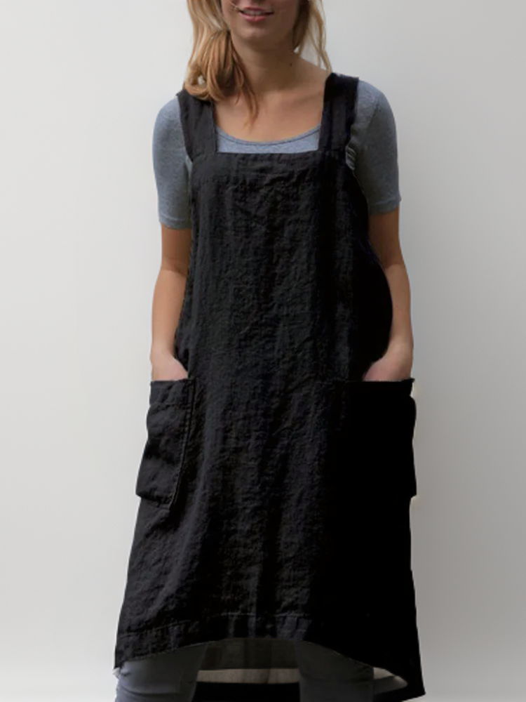 Robe Tablier Femme Décontractée à Grandes Poches
