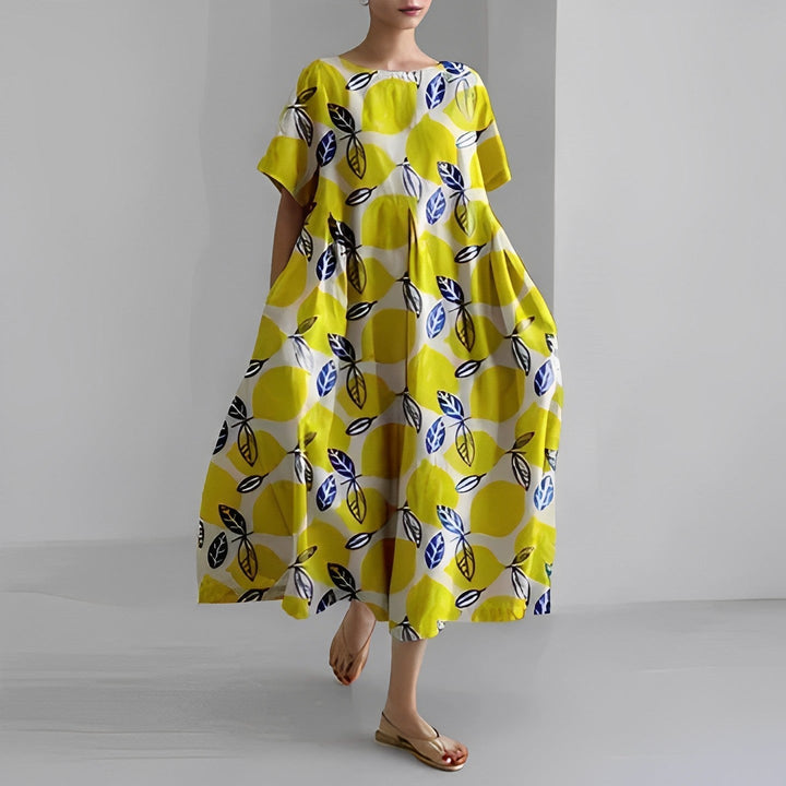 Vestito midi da donna stampato a taglio ampio