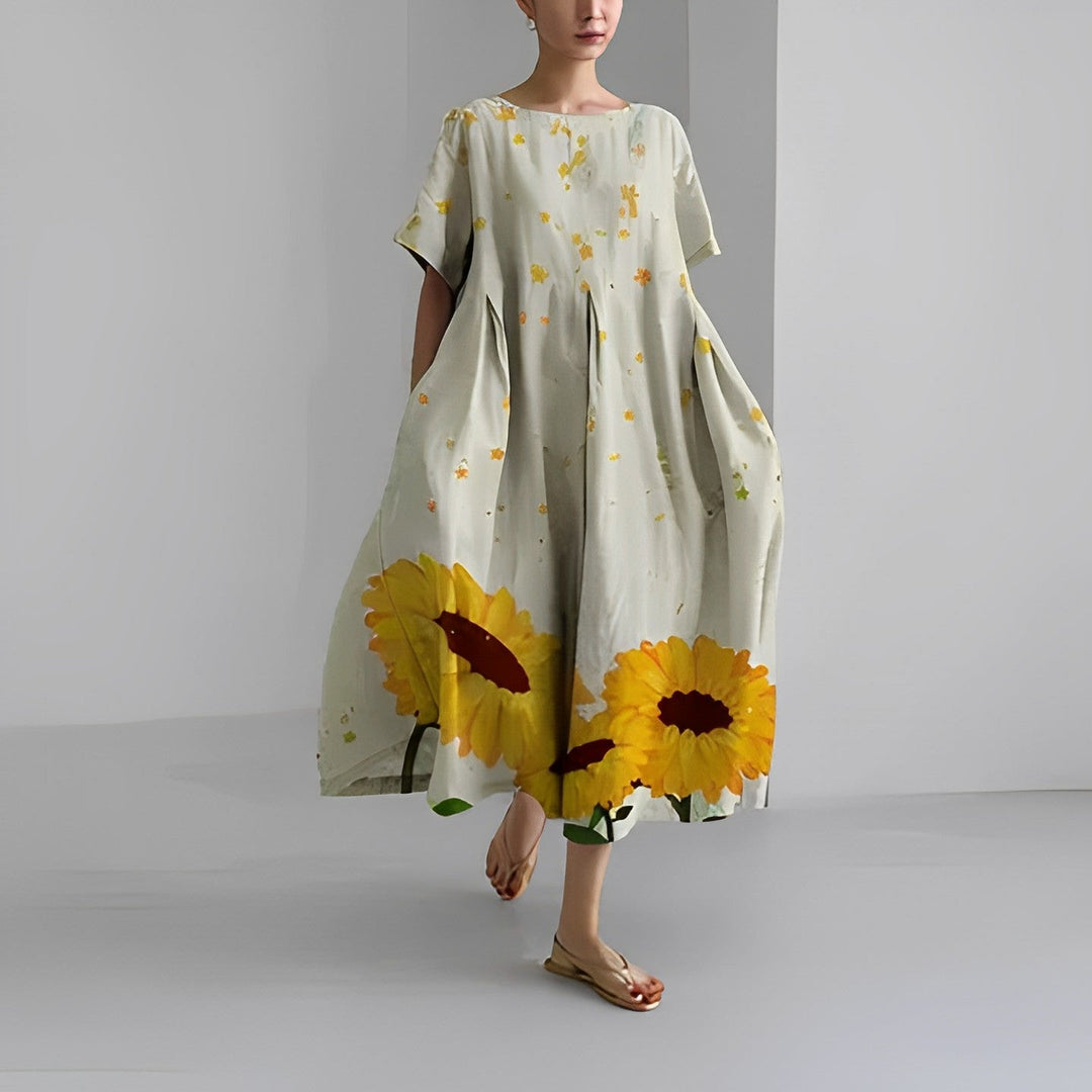 Vestito midi da donna stampato a taglio ampio