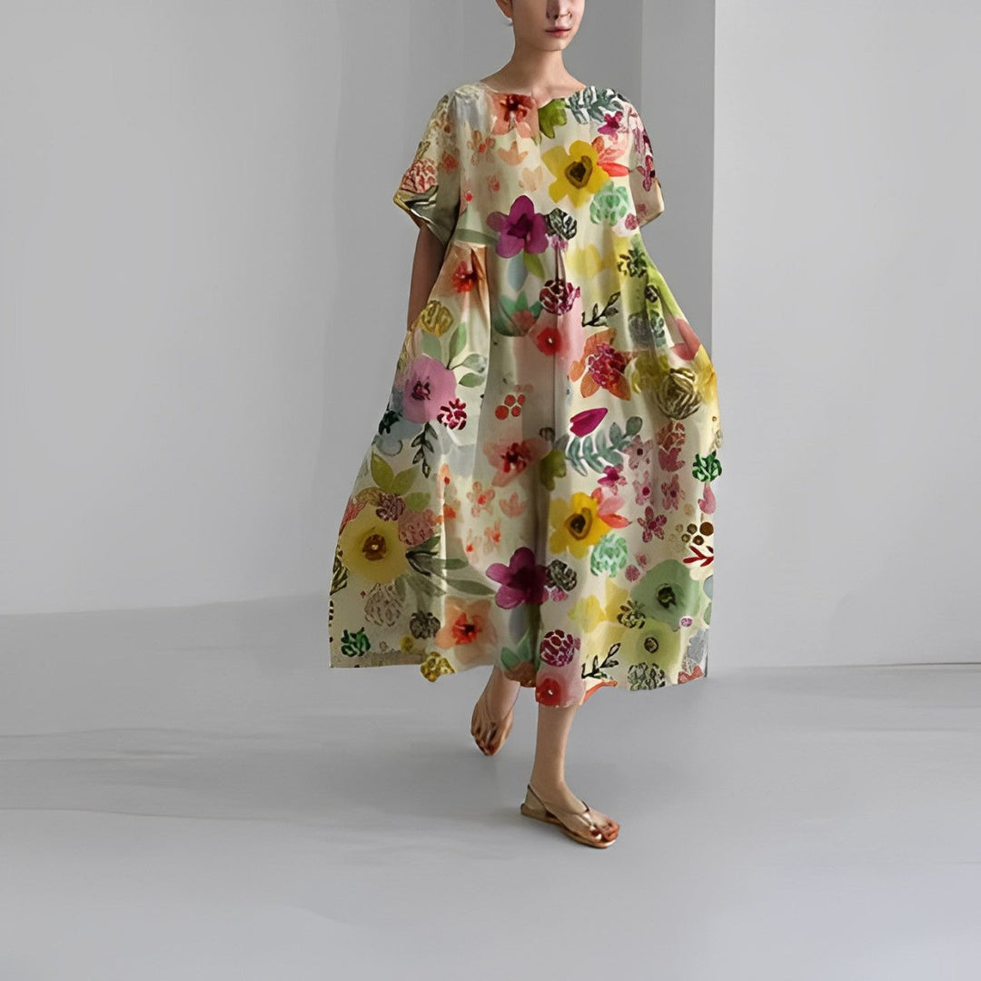 Vestito midi da donna stampato a taglio ampio