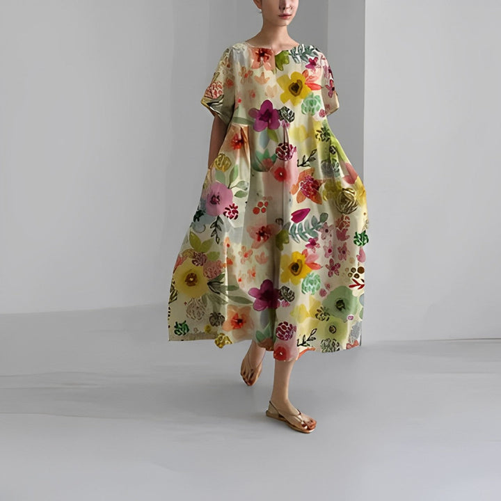 Vestito midi da donna stampato a taglio ampio