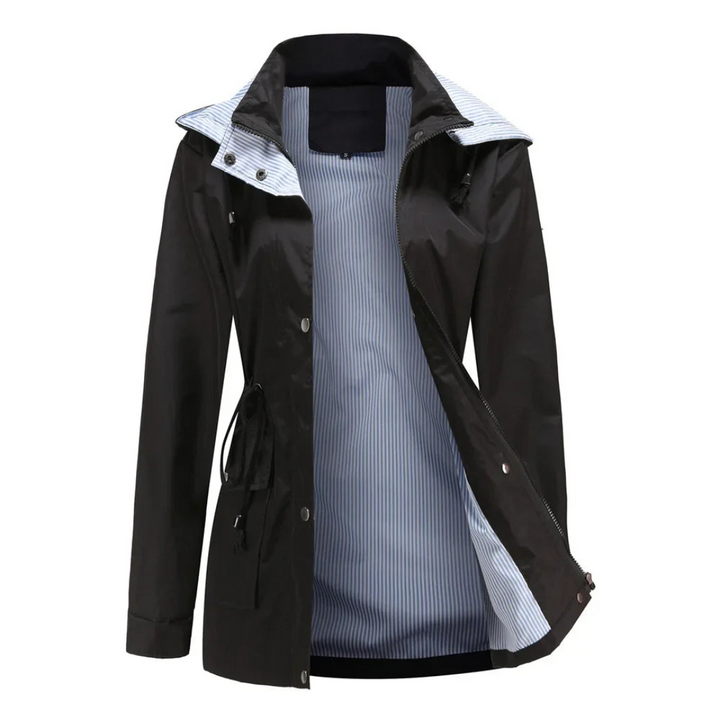Trench impermeabile da donna con cappuccio rimovibile