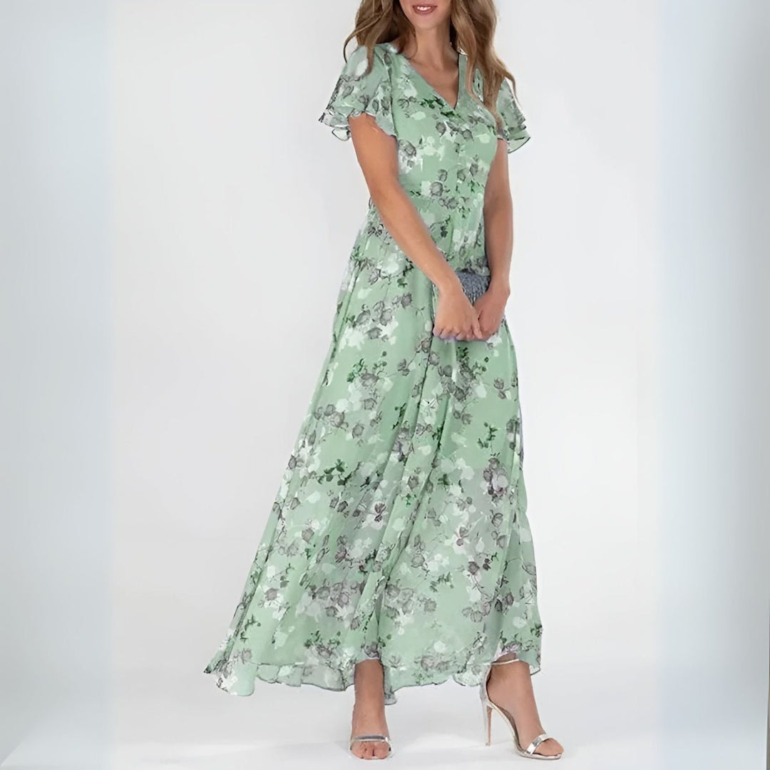 Robe Longue Fleurie Élégante Été Femme