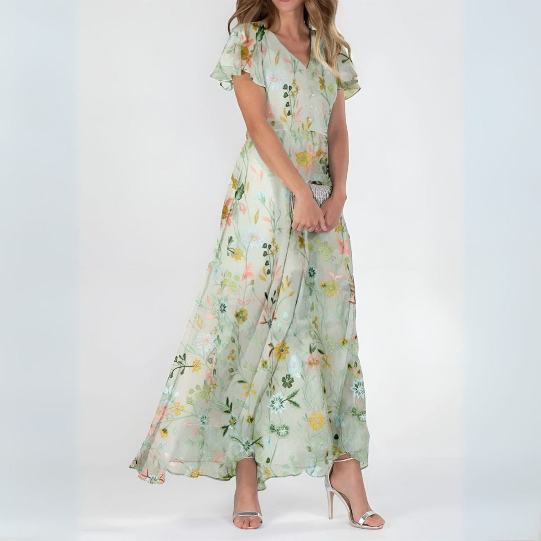 Robe Longue Fleurie Élégante Été Femme