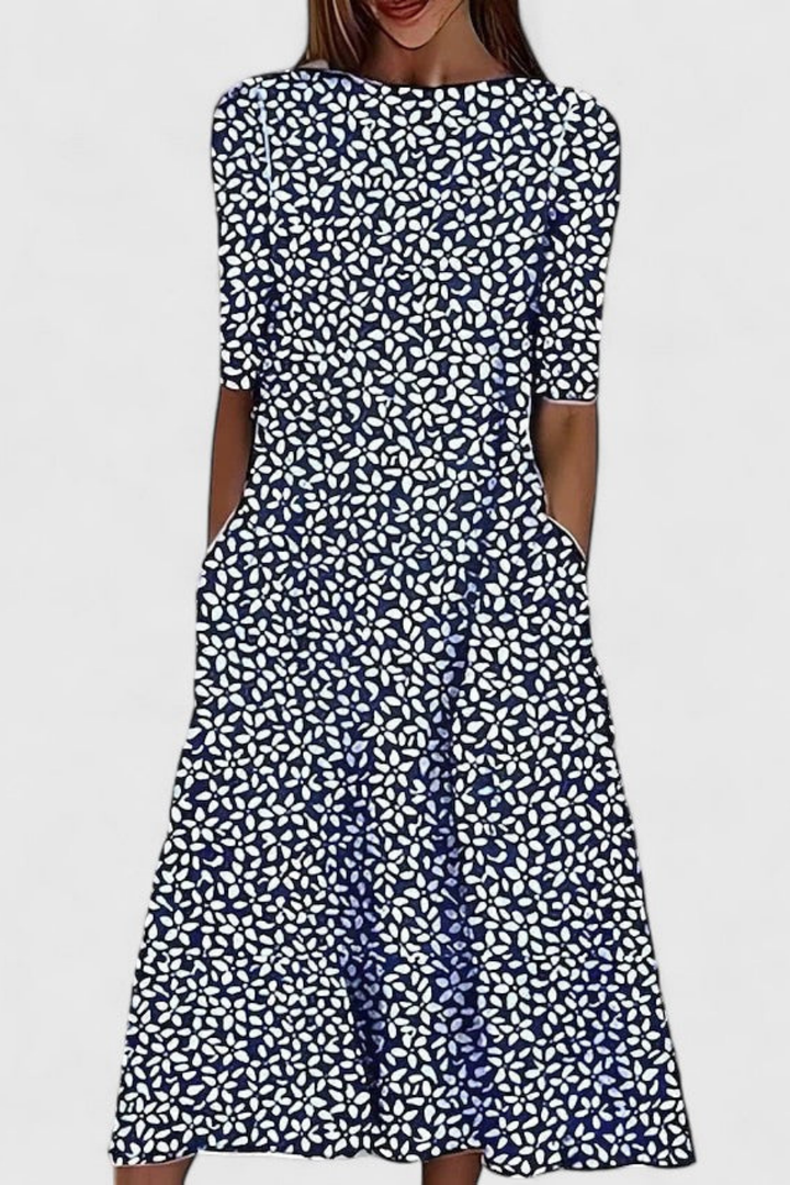 Robe midi coton imprimé botanique femme