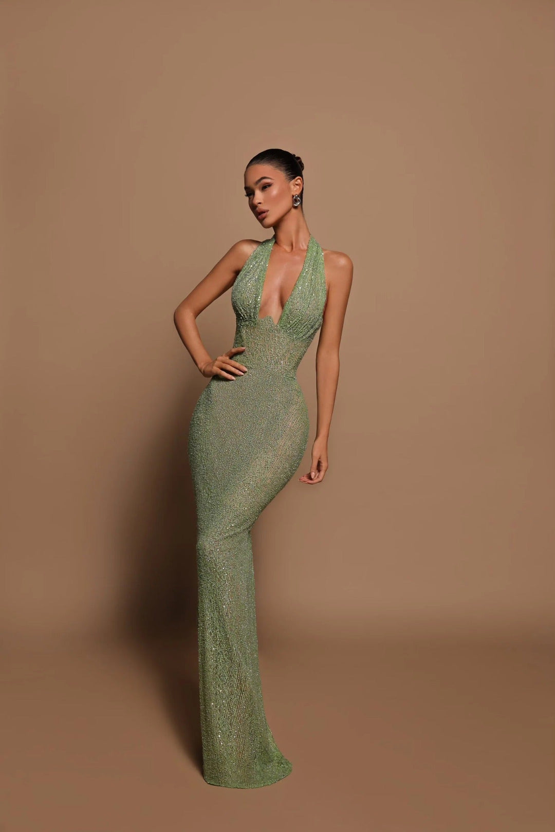 Robe Longue Sirène Femme à Dos Nu et Décolleté Plongeant