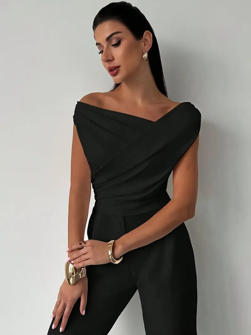 Elegantní top s volánem na rameni