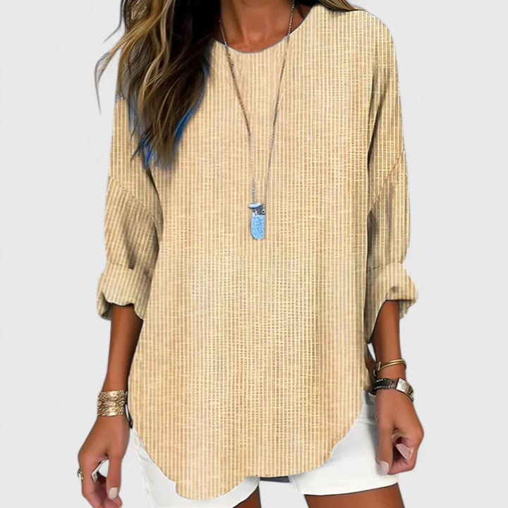 Blusa de manga larga y cuello redondo para mujer