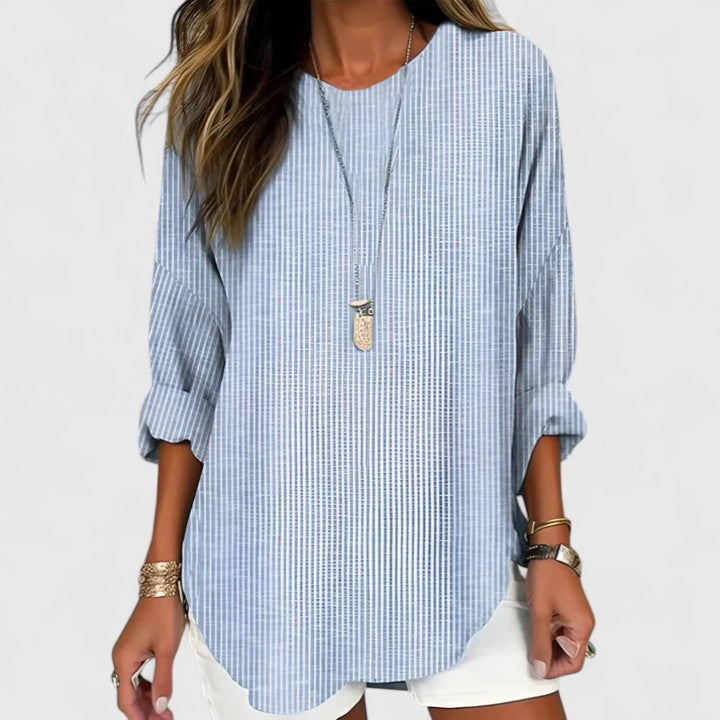 Blusa de manga larga y cuello redondo para mujer
