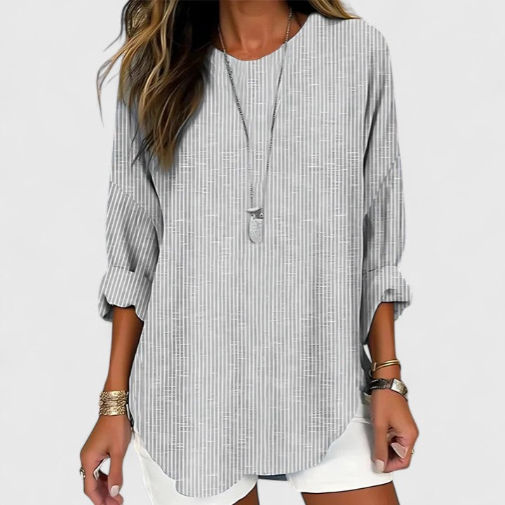 Blusa de manga larga y cuello redondo para mujer