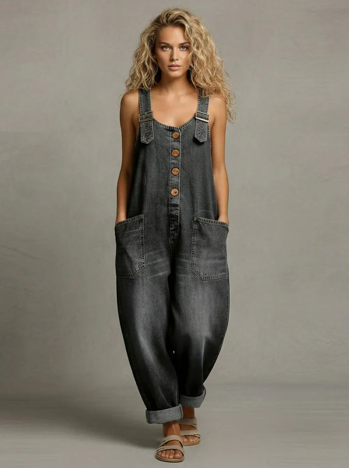 Combinaison Femme à Bretelles Denim Réglables Décontractée