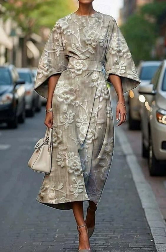Robe midi kimono ceinturée femme