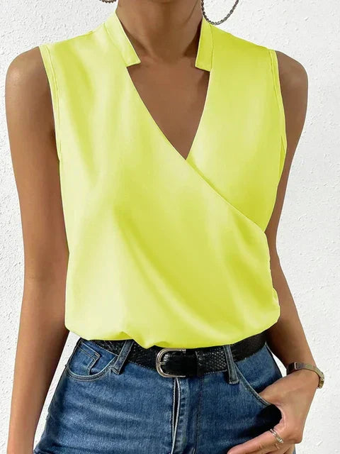 Dámský top bez rukávů s překříženým výstřihem do V, elegantní styl