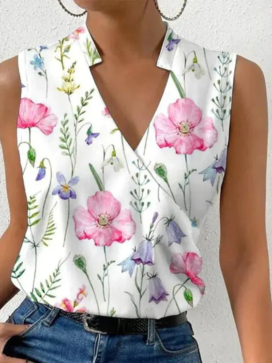 Dámský top bez rukávů s překříženým výstřihem do V, elegantní styl