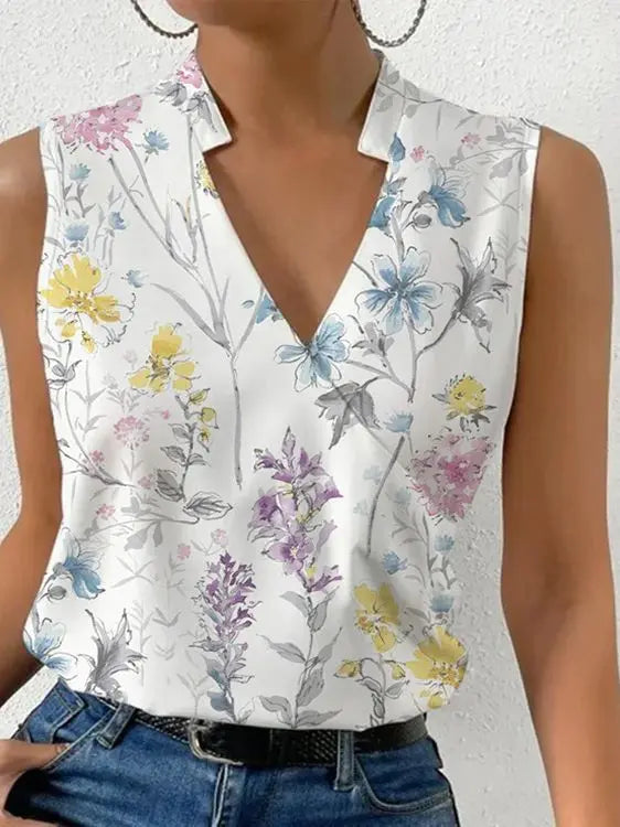 Dámský top bez rukávů s překříženým výstřihem do V, elegantní styl