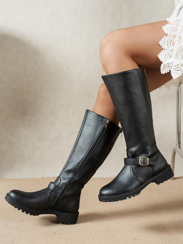 Bottes Hautes en Cuir Synthétique pour Femme