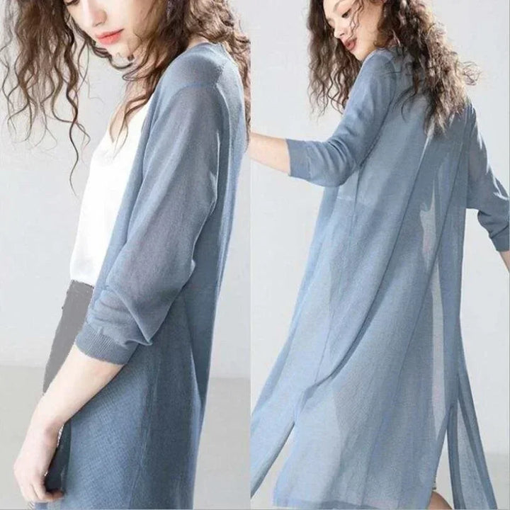 Lehký volný midi cardigan pro ženy