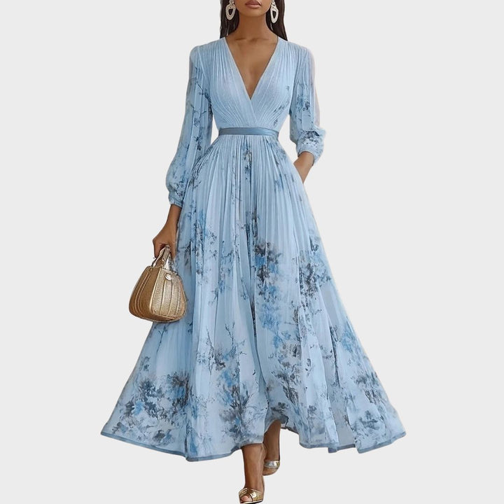 Robe Midi Fleurie à Col V pour Femme Romantique