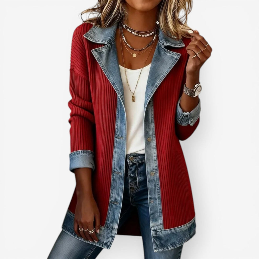 Veste Femme Col Superposé Boutons Texturée