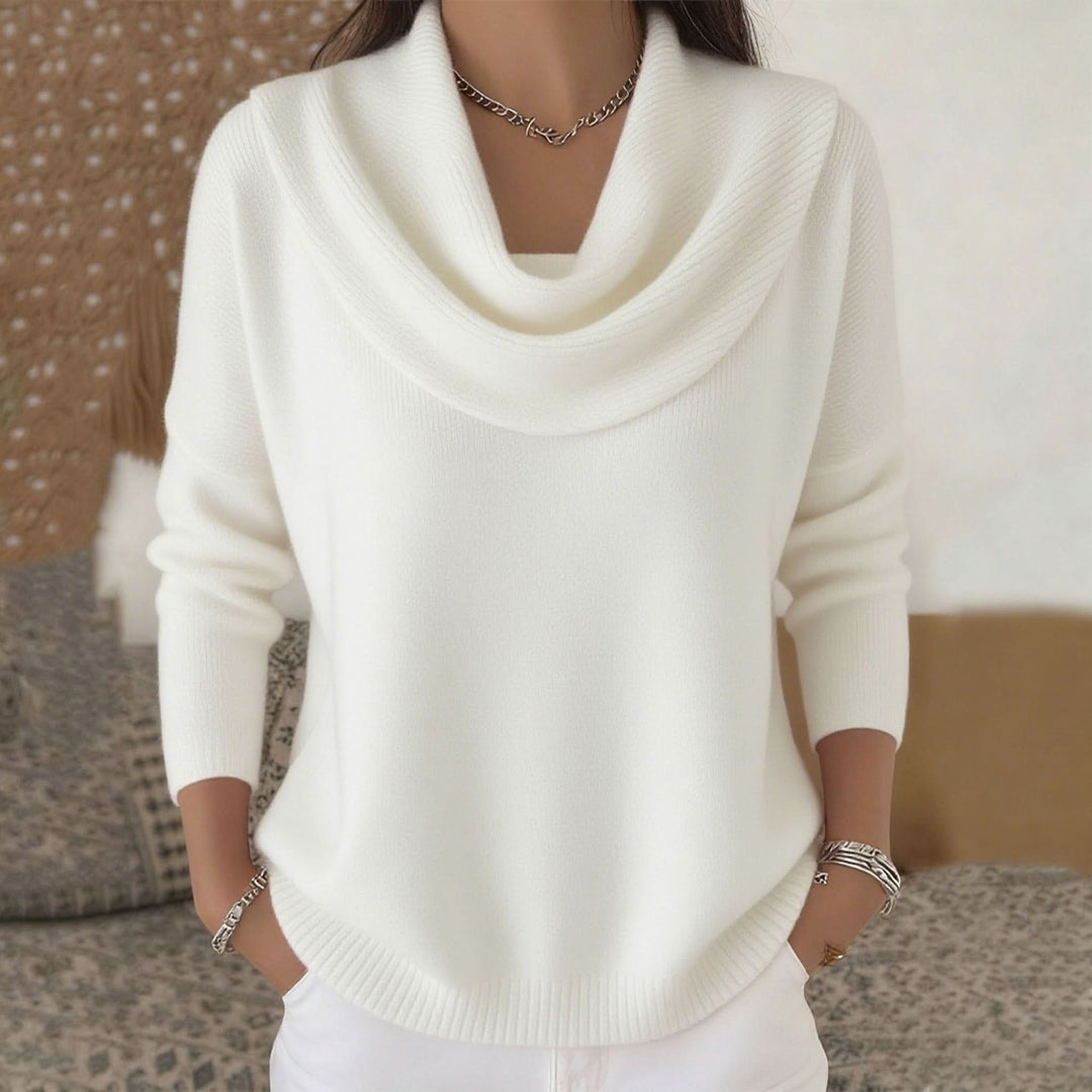 Maglione da donna con collo a cascata e vestibilità rilassata