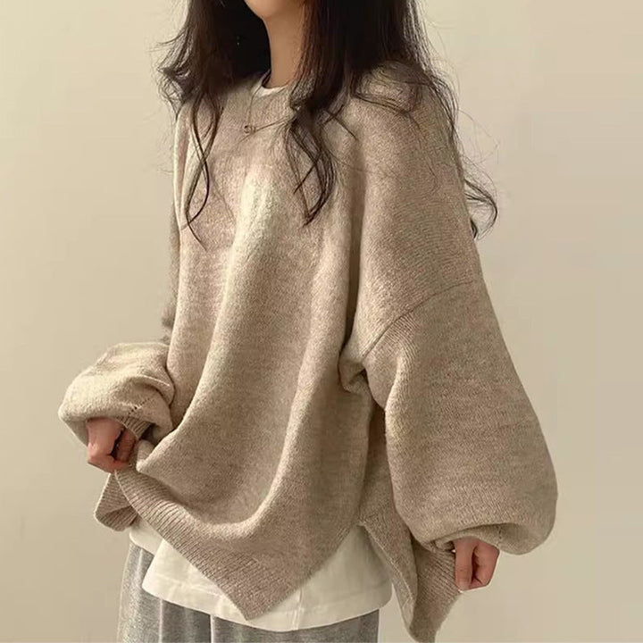 Maglione oversize da donna con collo rotondo
