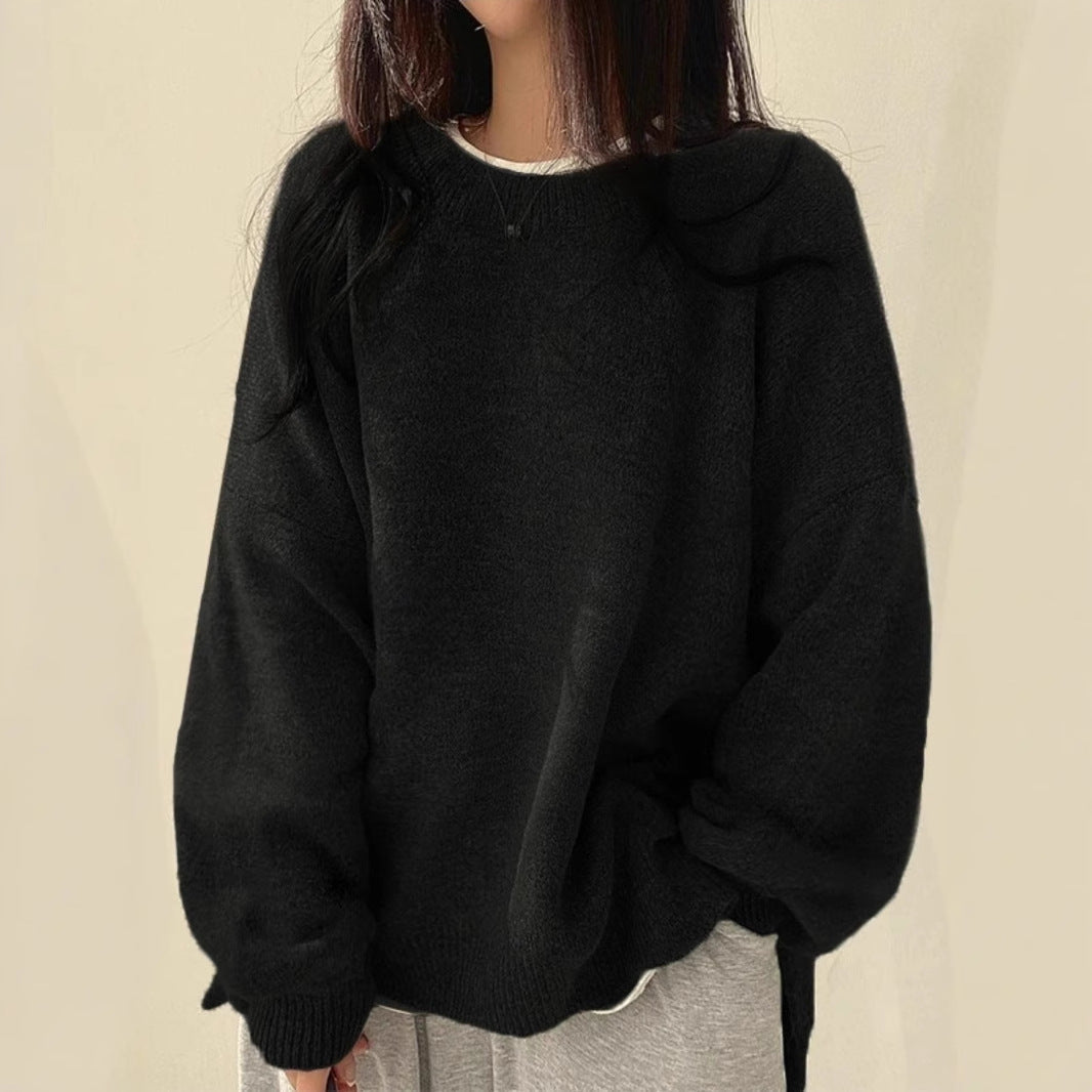 Maglione oversize da donna con collo rotondo