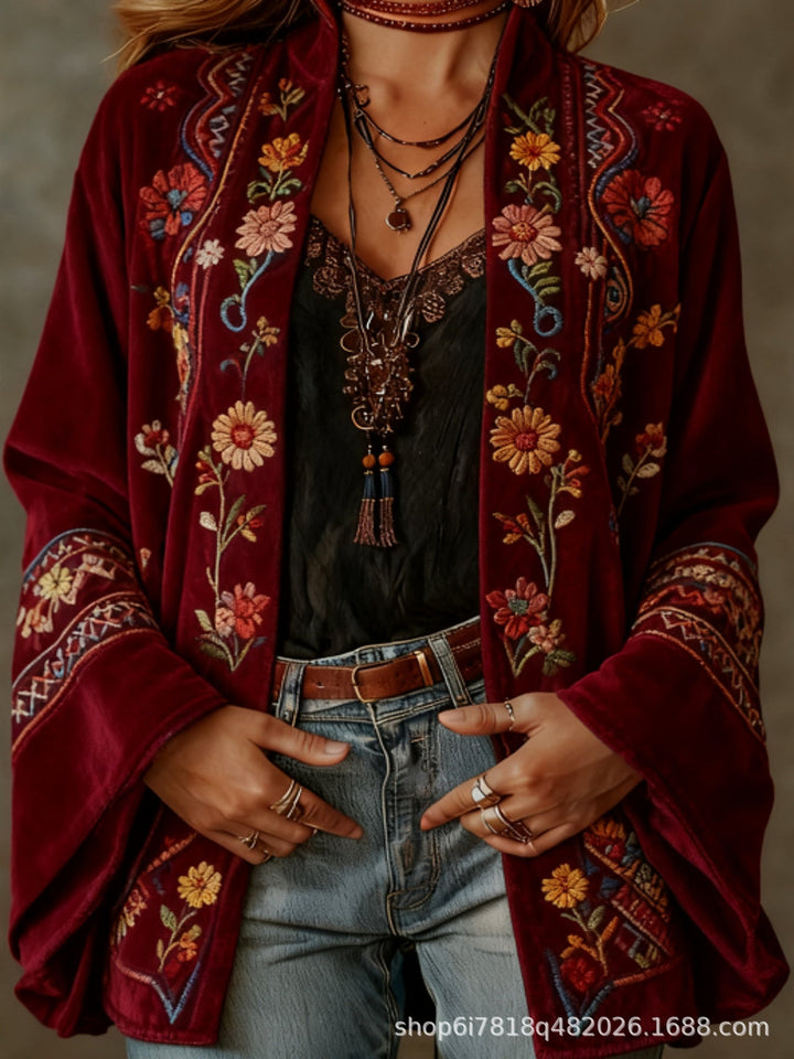 Cardigan da donna bohémien chic con stampa orientale
