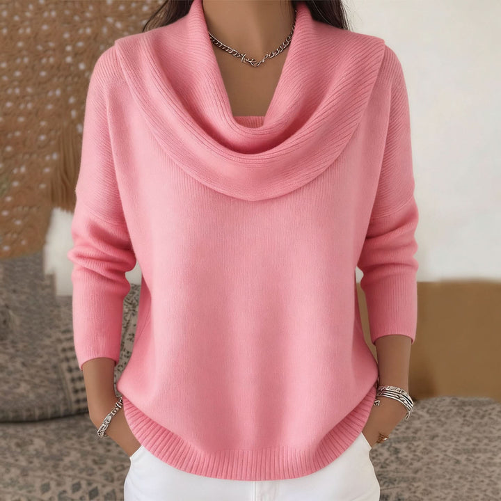 Maglione da donna con collo a cascata e vestibilità rilassata